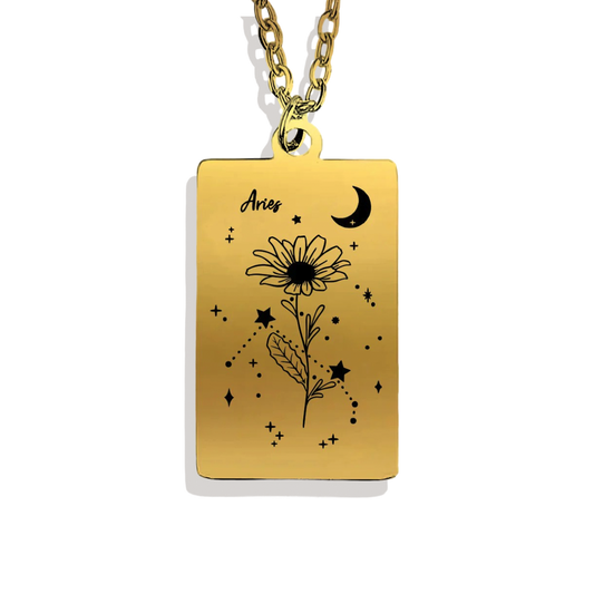 Cosmic Birth Flower Card Pendant Necklace