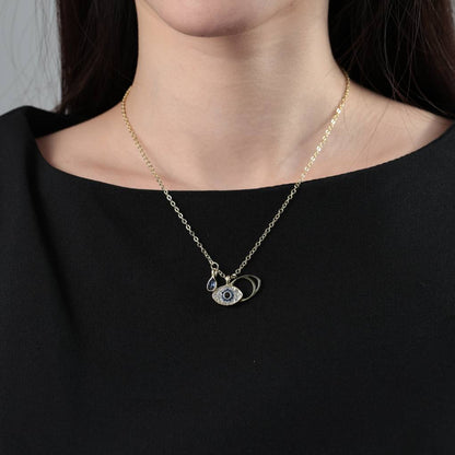 Three Charm Dainty Evil Eye Necklace