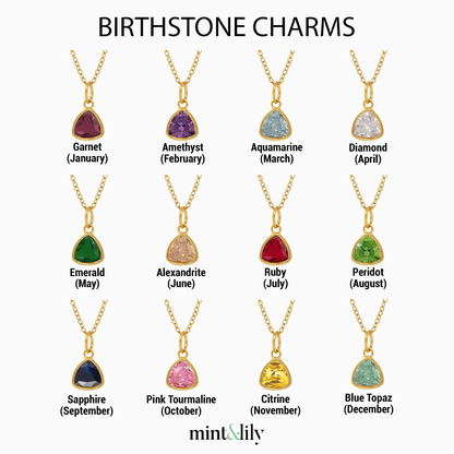 Initial & Birthstone Droplet Necklace