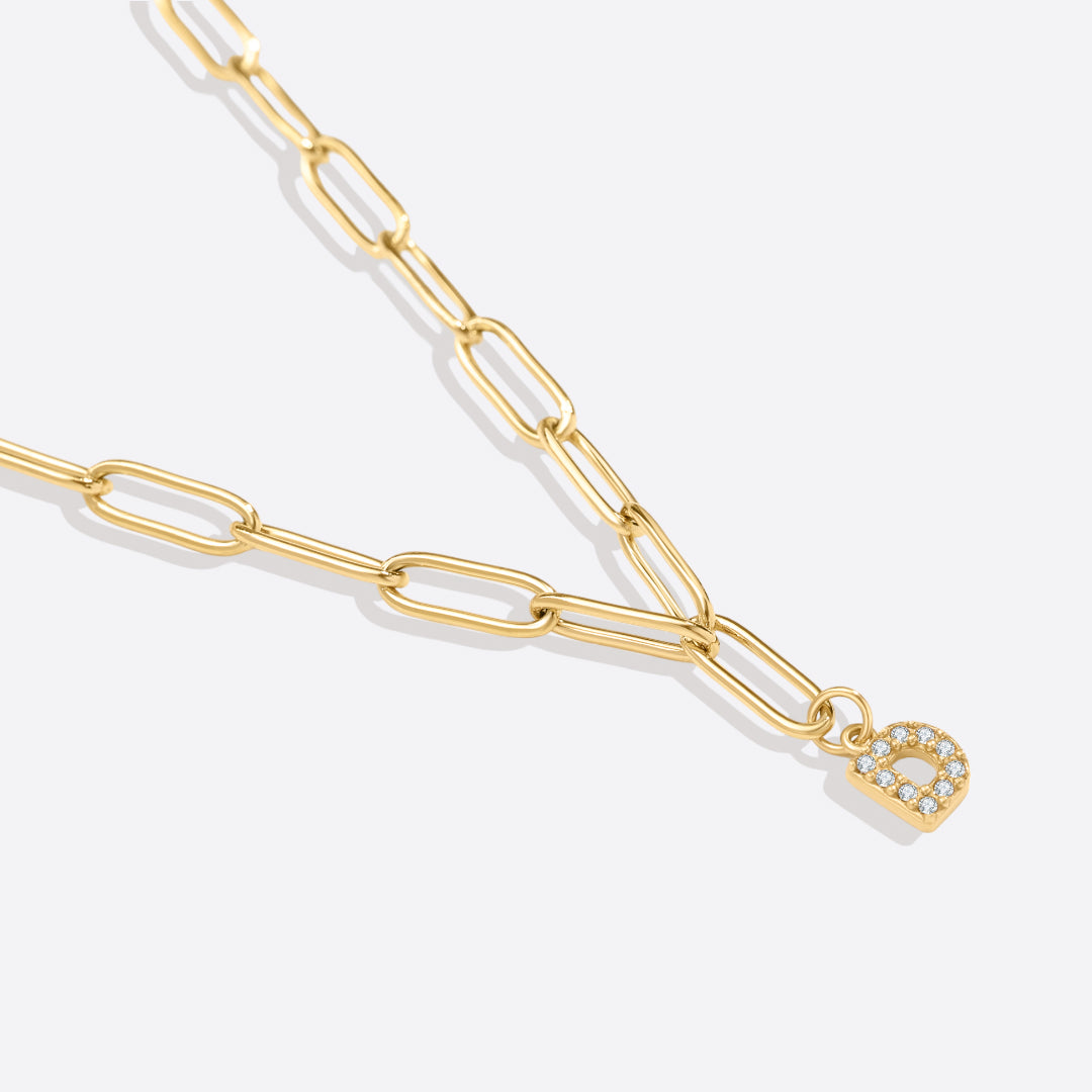 Paperclip Pave Initial Necklace