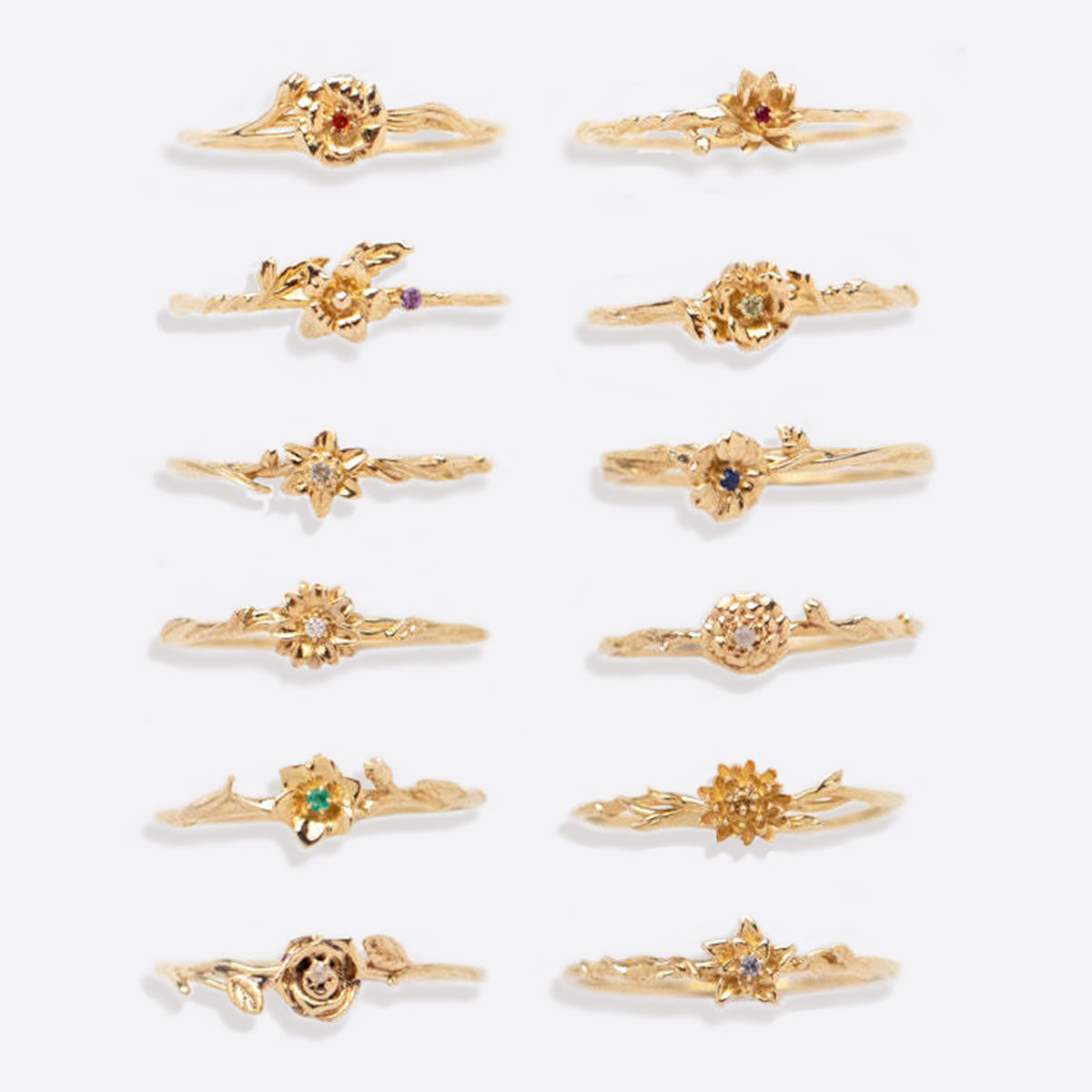 Dainty Gold Birth Flower Ring