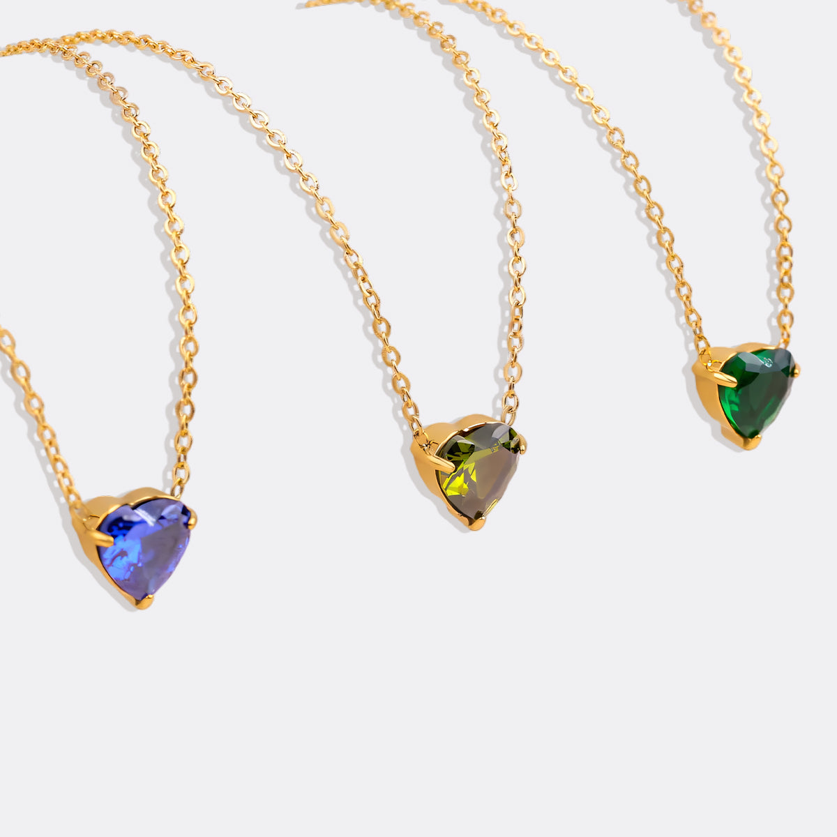 Dainty Birthstone Heart Necklace