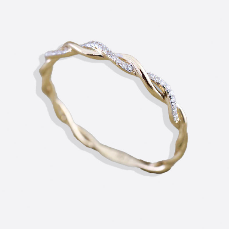 Dainty Pave Twist Stacking Ring