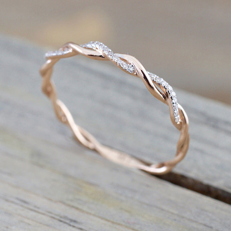 Dainty Pave Twist Stacking Ring