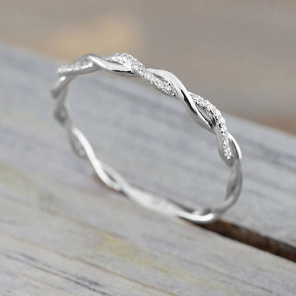 Dainty Pave Twist Stacking Ring