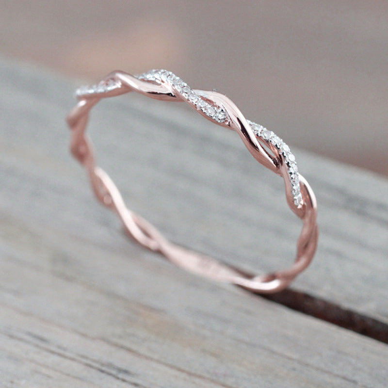 Dainty Pave Twist Stacking Ring