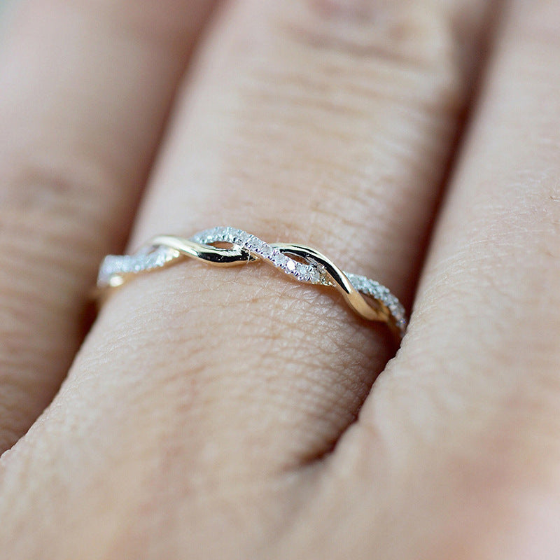 Dainty Pave Twist Stacking Ring