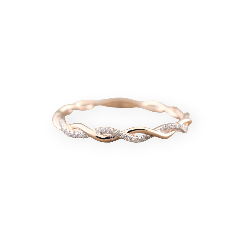 Dainty Pave Twist Stacking Ring