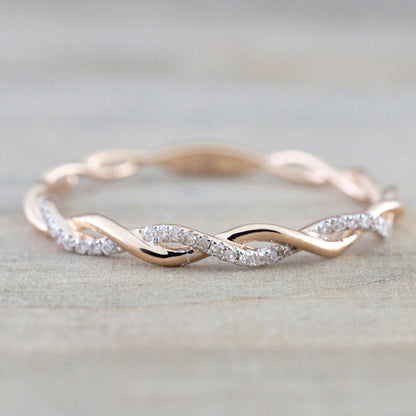 Dainty Pave Twist Stacking Ring