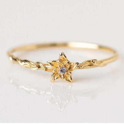 Dainty Gold Birth Flower Ring