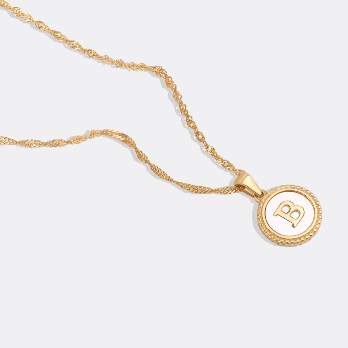 Mother of Pearl Disc Letter Necklace