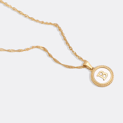 Mother of Pearl Disc Letter Necklace