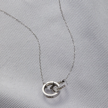 Double Name Ring Necklace