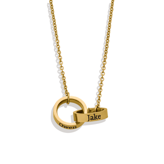 Double Name Ring Necklace