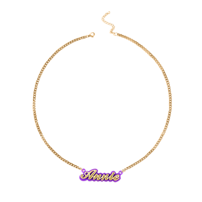 Enamel Script Name Necklace