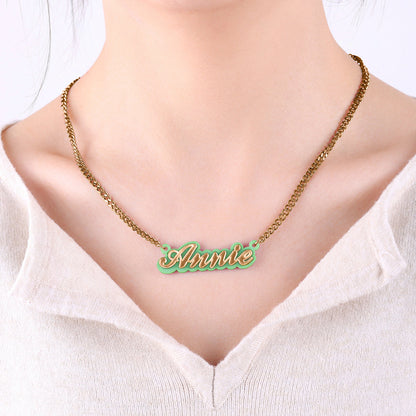 Enamel Script Name Necklace