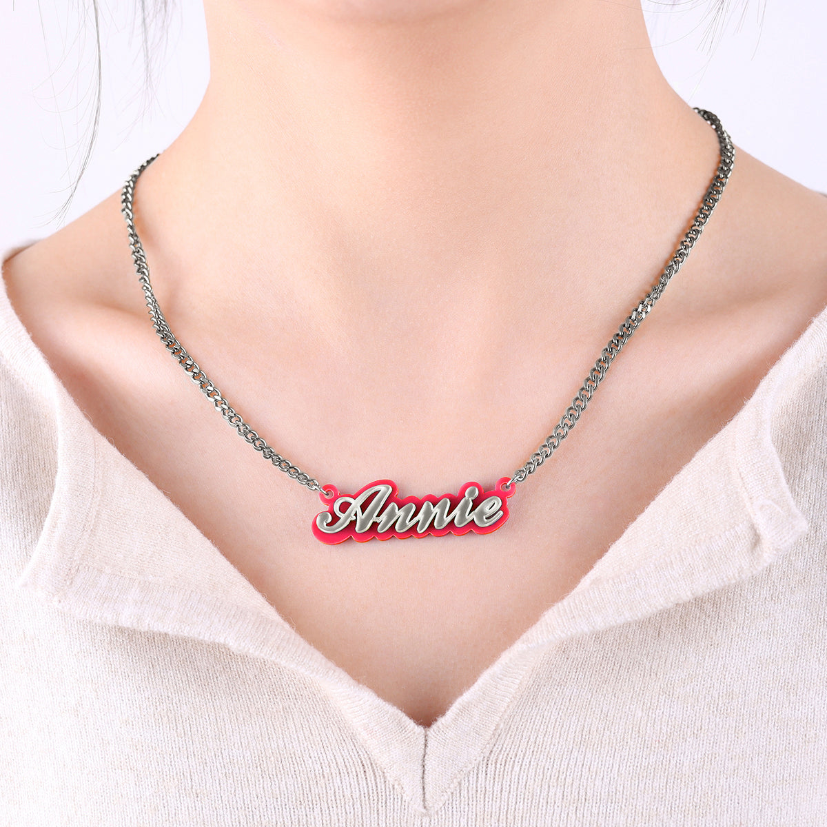 Enamel Script Name Necklace