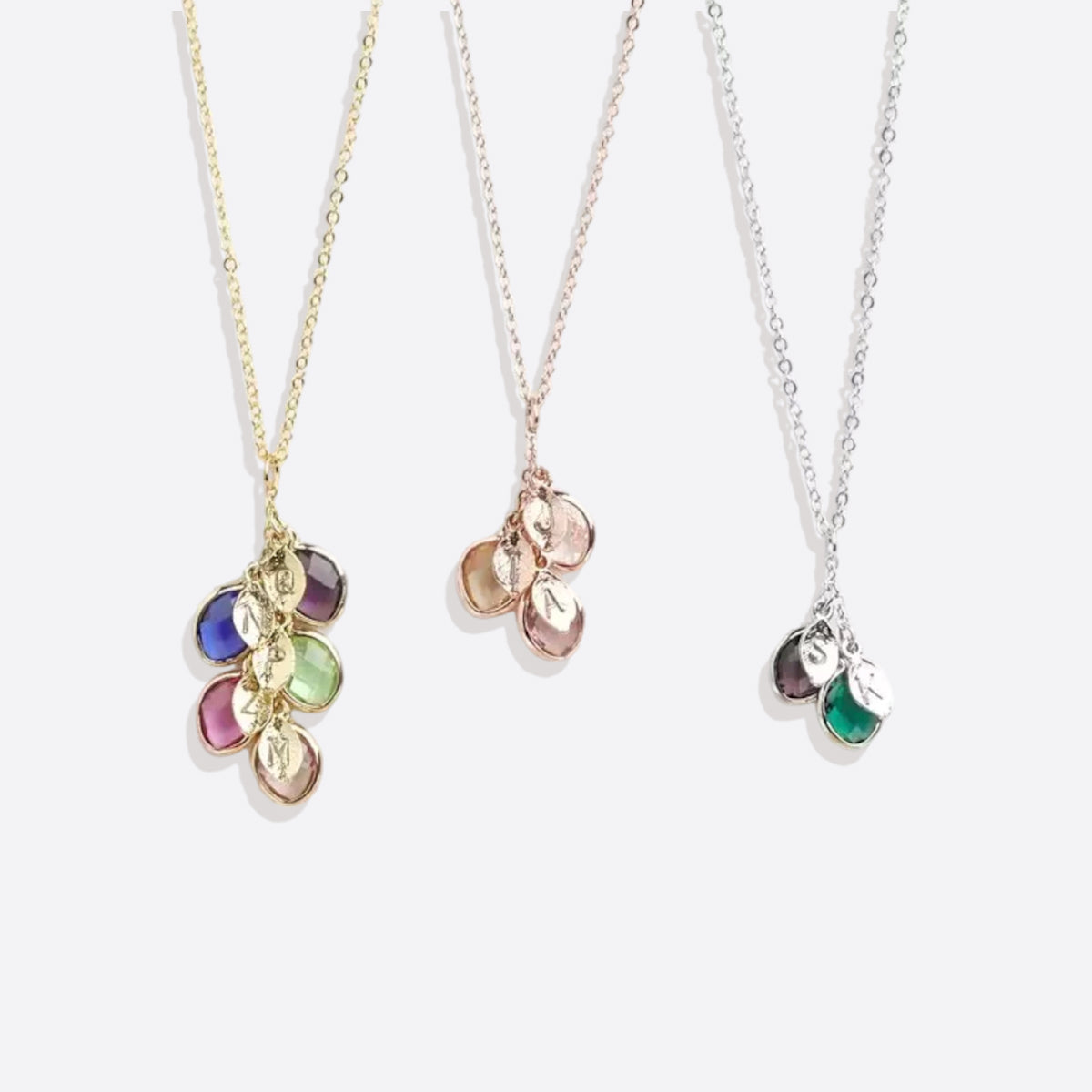 Family Birthstone Cluster Necklace