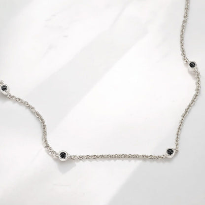 Black Diamond Bezel-Set Five Crystal Necklace