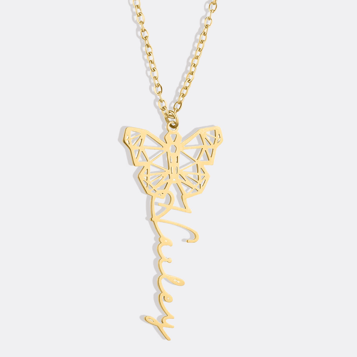 Geometric Butterfly Name Necklace