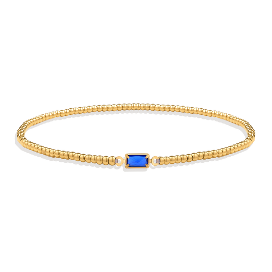 Gold Beaded Birthstone Bracelet