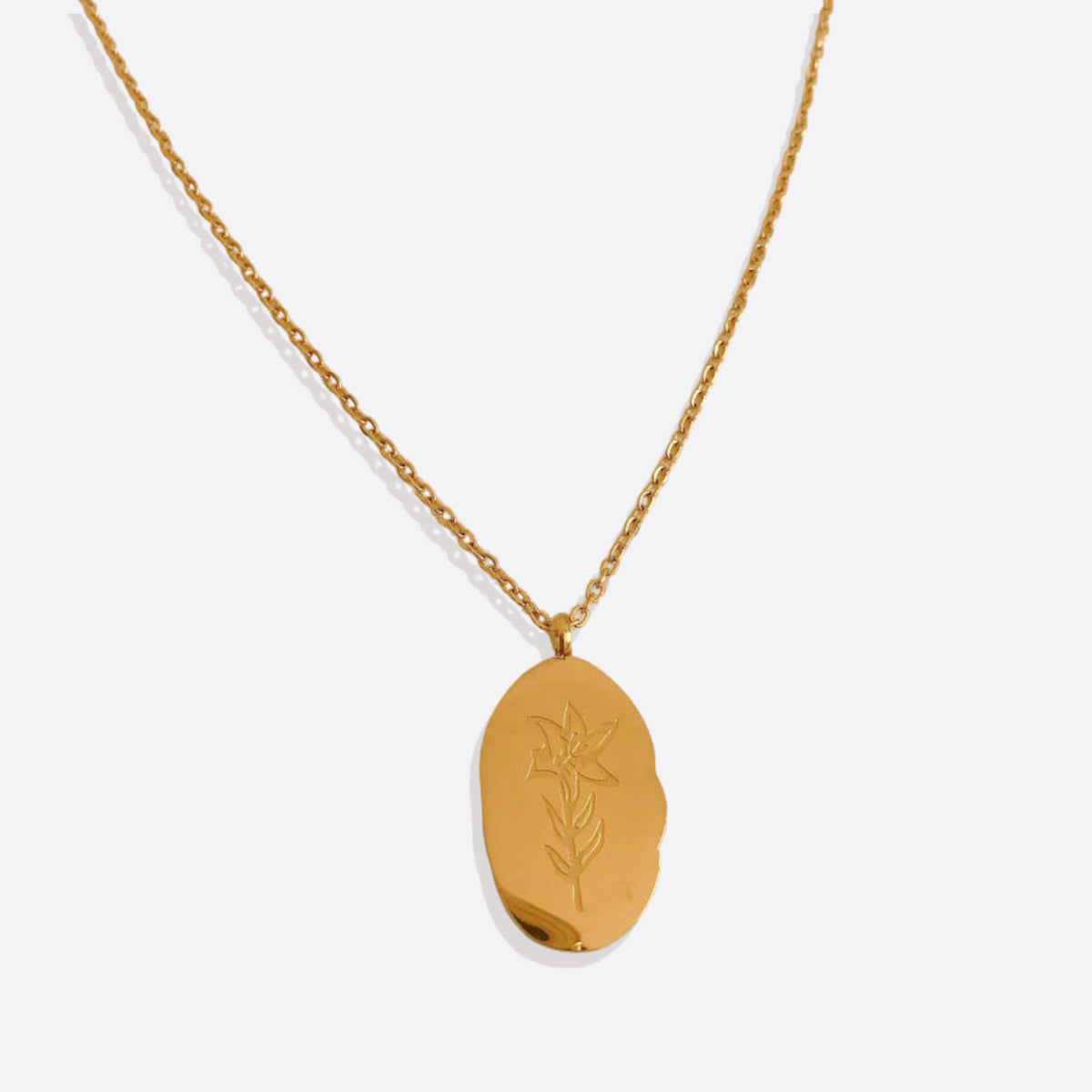 Gold Birth Flower Pendant Necklace