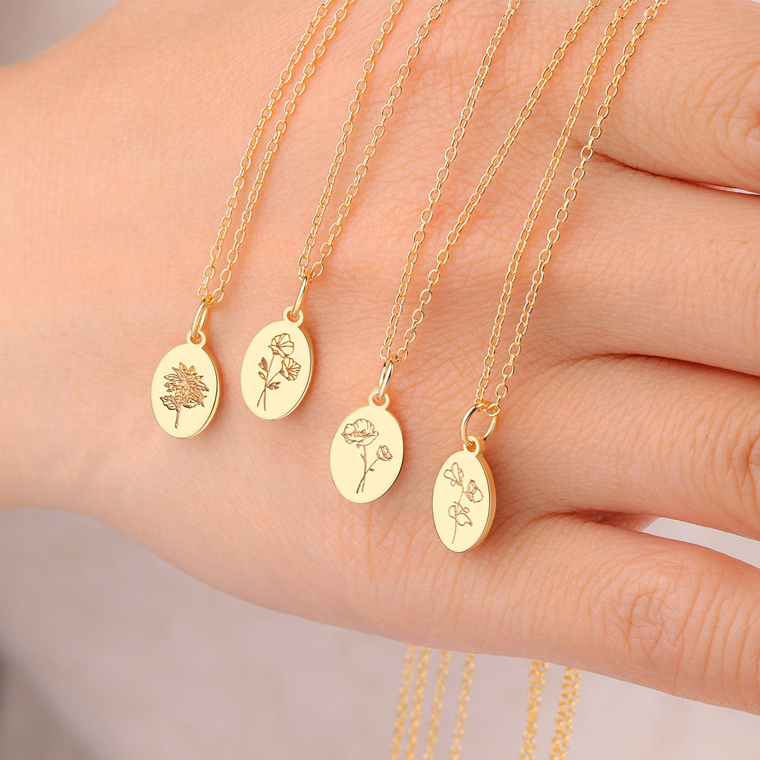 Gold Vermeil Tiny Birth Flower Necklace