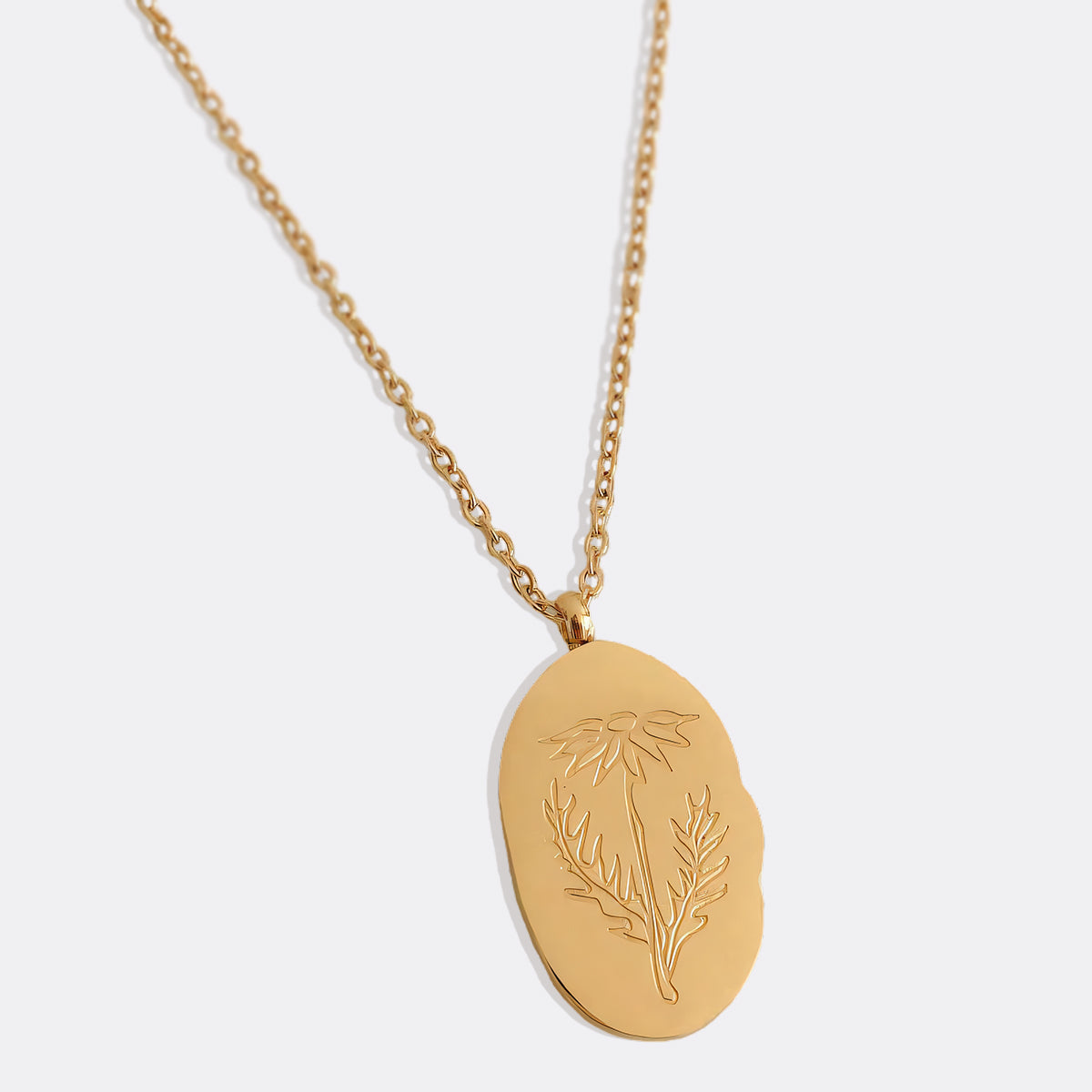 Gold Birth Flower Pendant Necklace