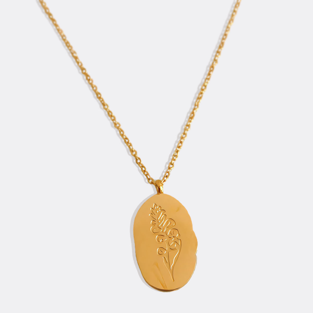 Gold Birth Flower Pendant Necklace