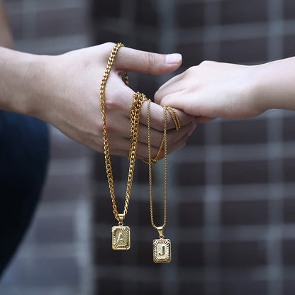 Initial Card Pendant Necklace