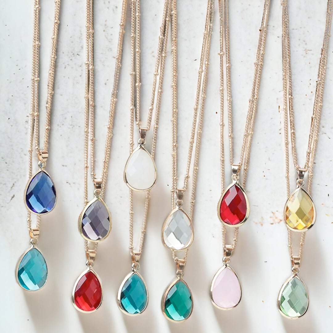 Birthstone Drop Pendant Necklace