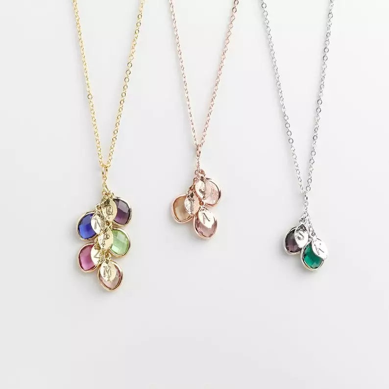 Family Birthstone Cluster Necklace