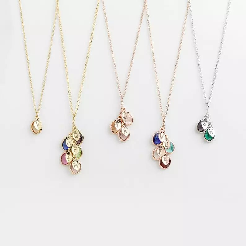 Family Birthstone Cluster Necklace