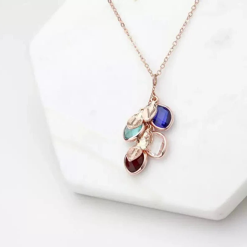 Family Birthstone Cluster Necklace