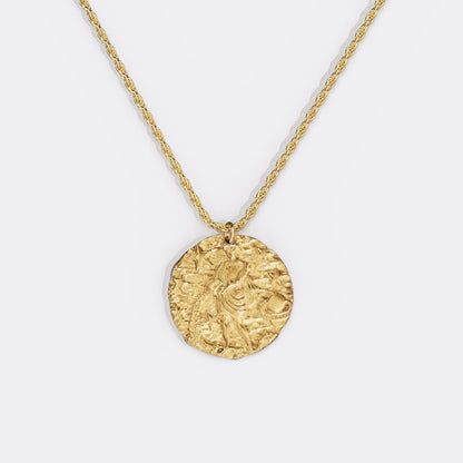 Hammered Gold Zodiac Pendant Necklace