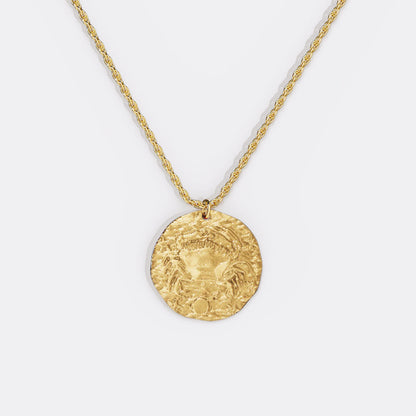 Hammered Gold Zodiac Pendant Necklace