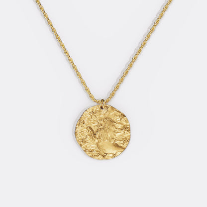 Hammered Gold Zodiac Pendant Necklace