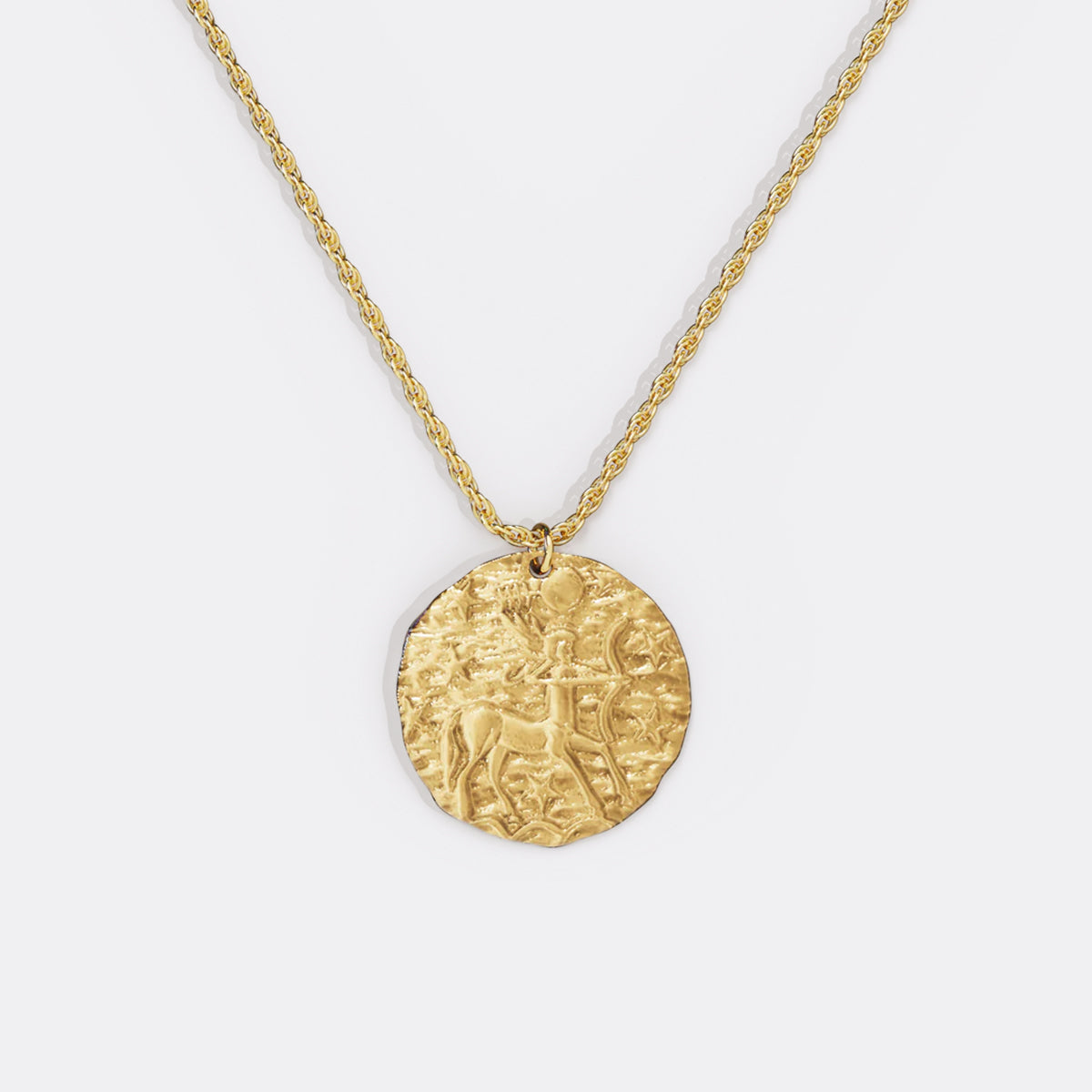 Hammered Gold Zodiac Pendant Necklace