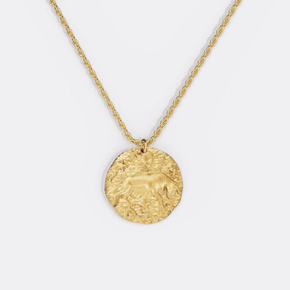 Hammered Gold Zodiac Pendant Necklace