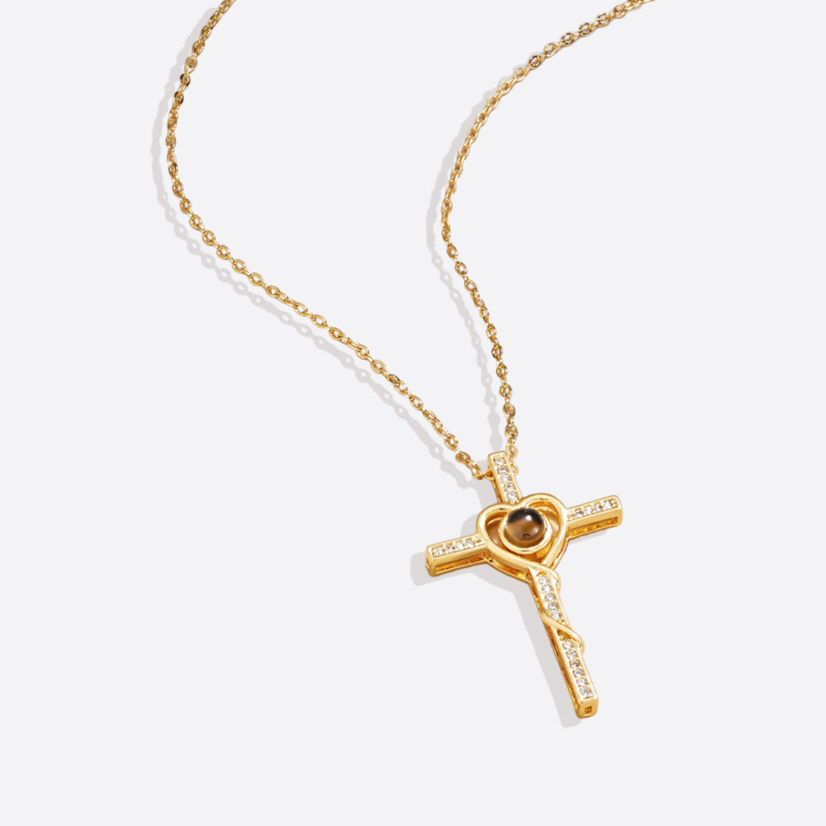 Heart and Cross Photo Necklace