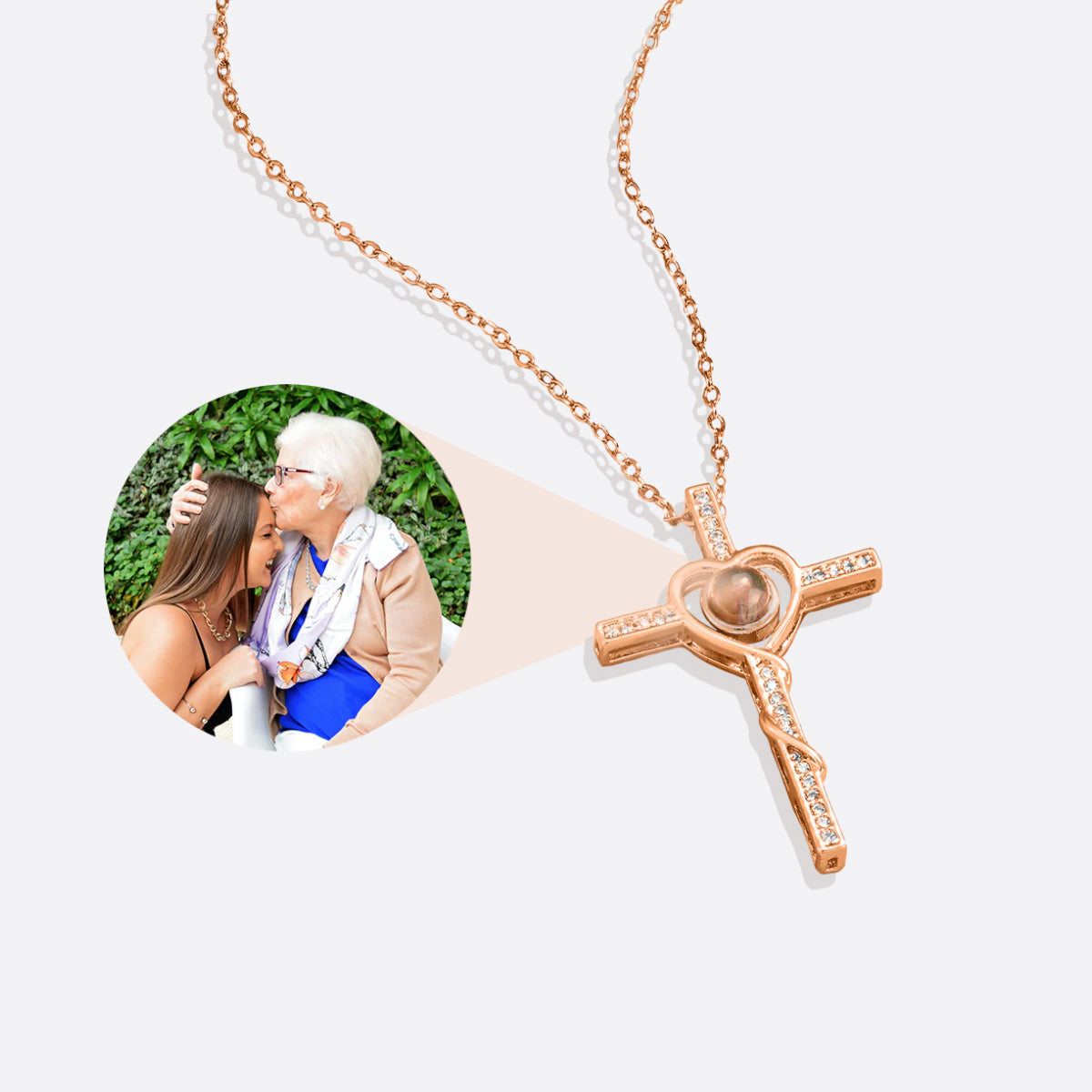 Heart and Cross Photo Necklace