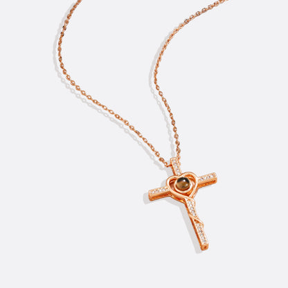 Heart and Cross Photo Necklace