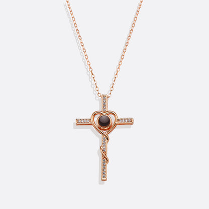 Heart and Cross Photo Necklace