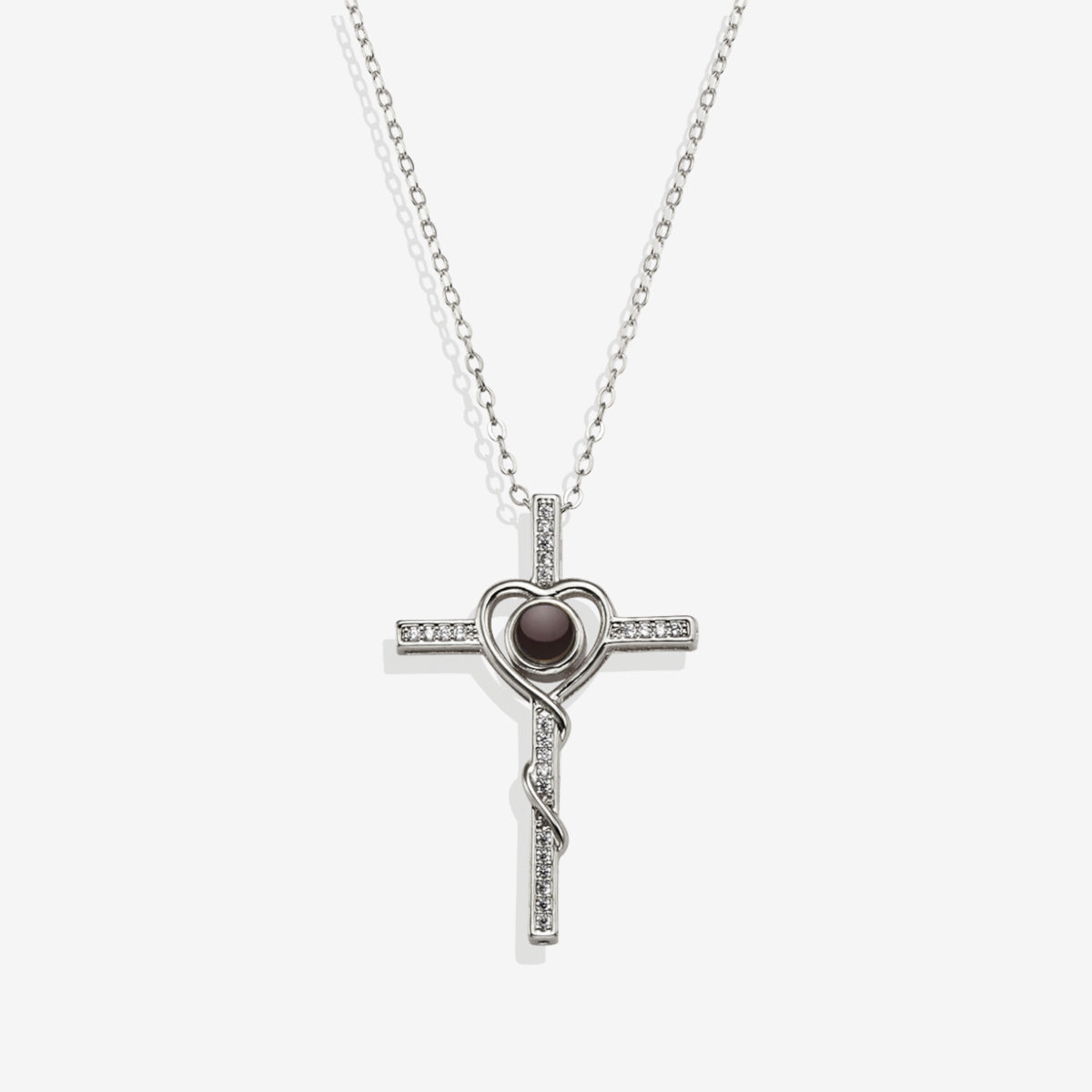 Heart and Cross Photo Necklace