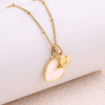 Mother Of Pearl Initial Heart Necklace