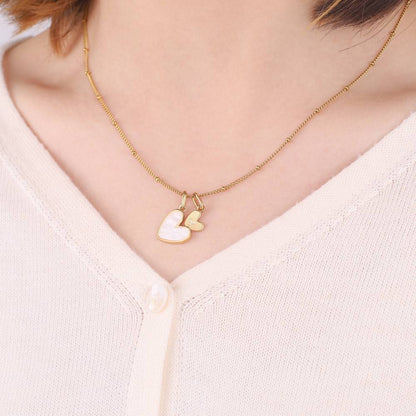 Mother Of Pearl Initial Heart Necklace