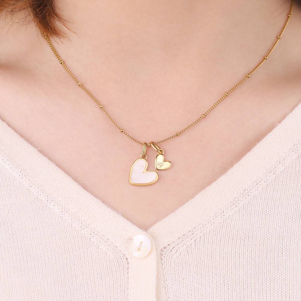 Mother Of Pearl Initial Heart Necklace