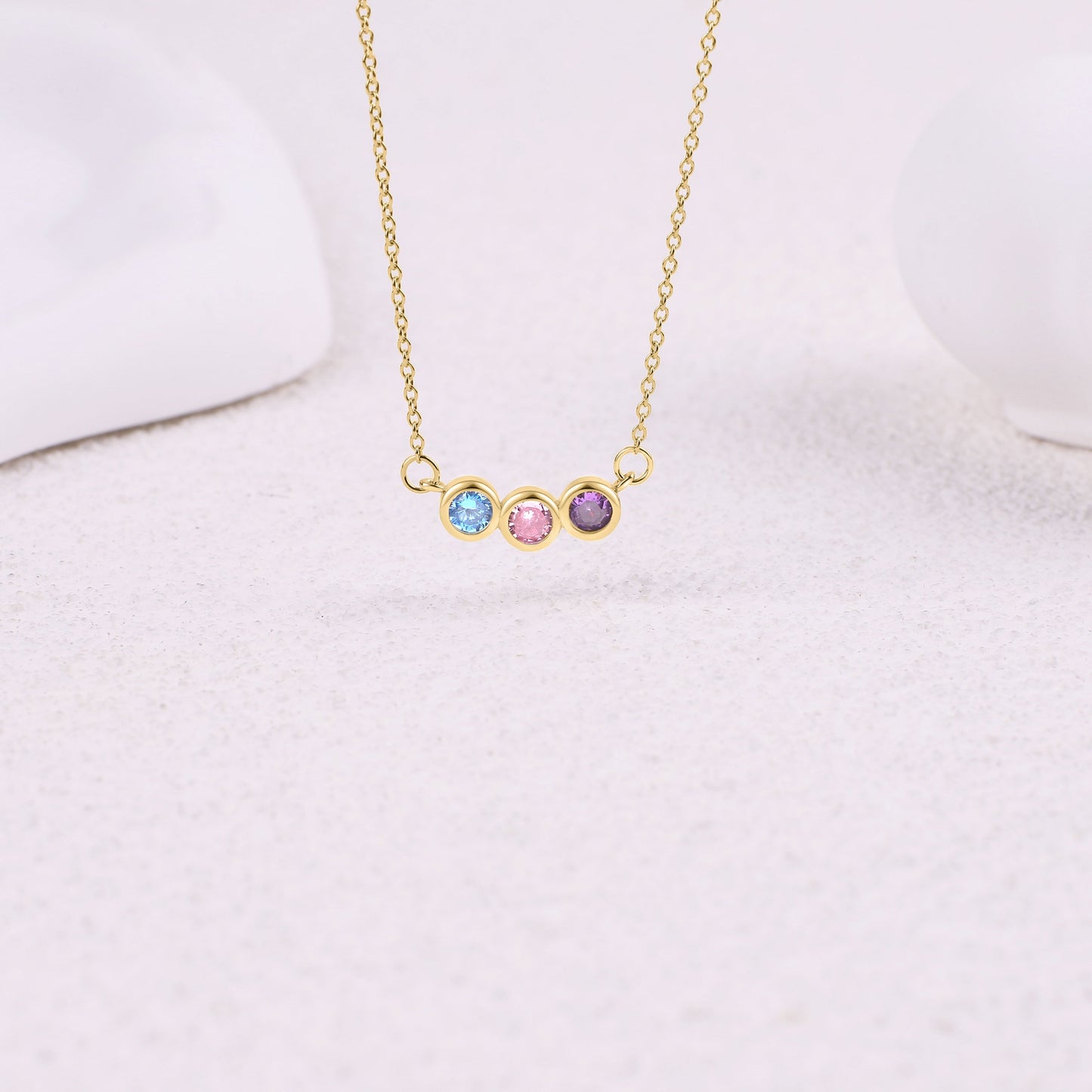 Dainty Family Birthstones Necklace