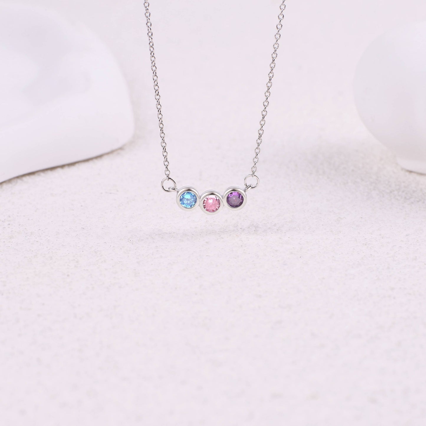 Dainty Family Birthstones Necklace