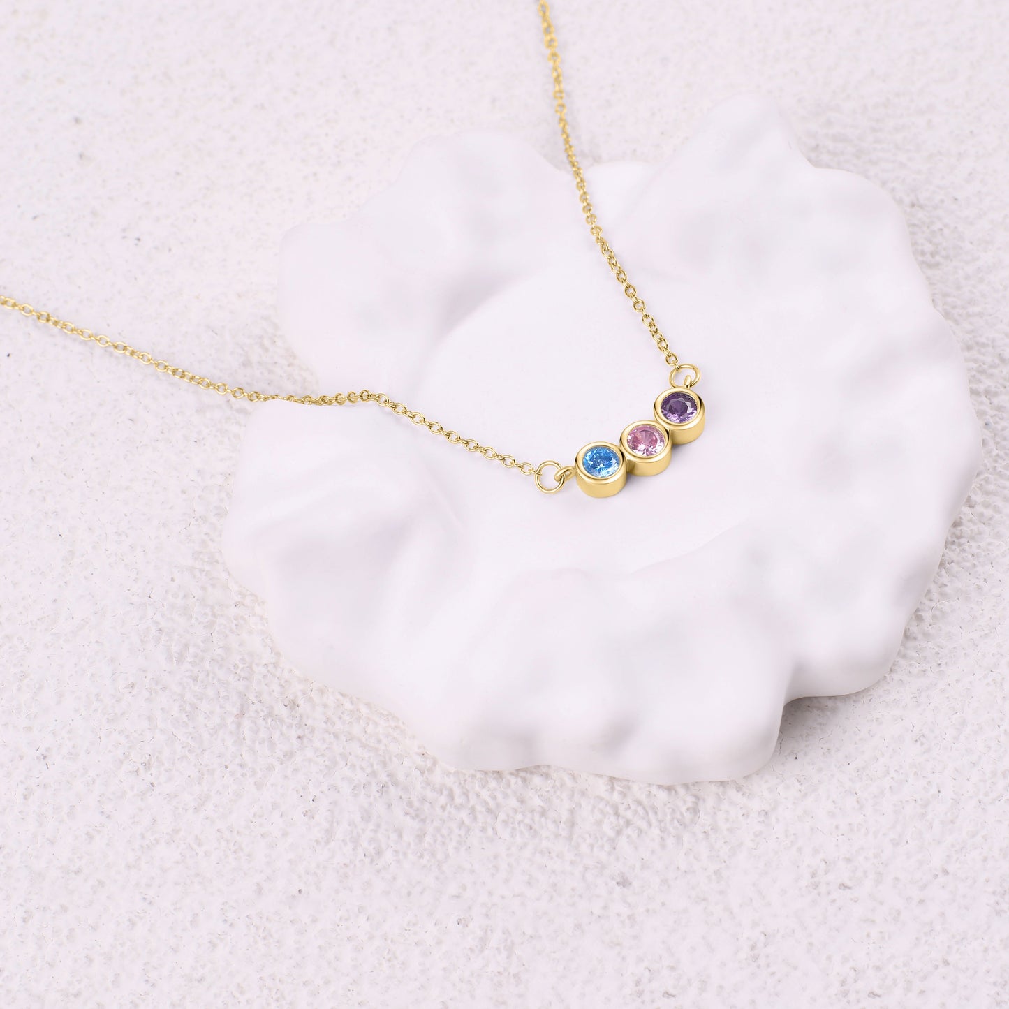 Dainty Family Birthstones Necklace